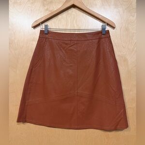 New NWT Cognac Brown Faux Leather Skirt